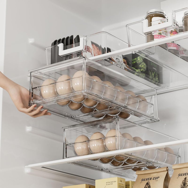 APLOP BPA Free Stackable Egg Container - 18 Egg Refrigerator Organizer with 2 Kitchen Hooks, Clear - Image 5